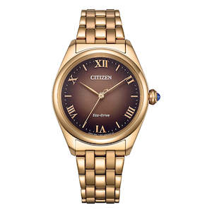 Citizen Eco-Drive Ladies Rose Gold Cocoa Dial Watch