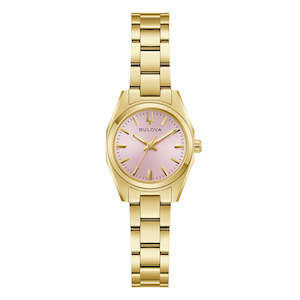 Ladies Watches: Bulova Ladies Gold Pale Pink Dial Watch