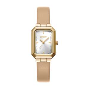 Ladies Watches: DKNY Midi Gold Rectangle Dial with Nude Leather