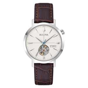 Bulova Gents Steel Automatic with Leather Strap