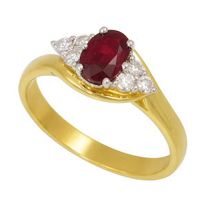 Coloured Gem Rings: 9ct Gold Ruby & Diamond Ring