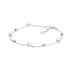 Ellani Silver Pearl Chain Bracelet
