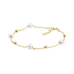 Ellani Gold Pearl Chain Bracelet