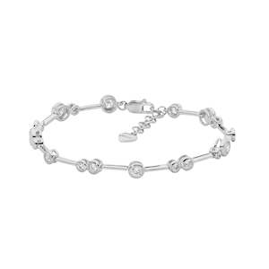 Bracelets Bangles: Ellani Silver Bezel Set CZ Bracelet