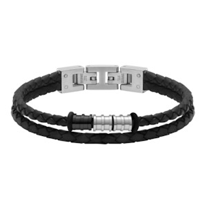 Rochet Black Double Leather Bracelet