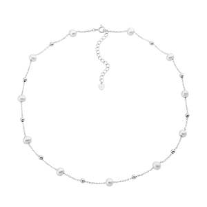 Pendants Necklaces: Ellani Silver Freshwater Pearl Chain Necklace