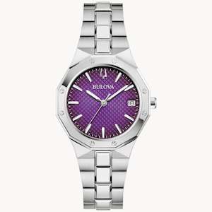 Bulova: Bulova Ladies Purple Dial Steel Watch