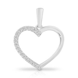 9ct White Gold Open Diamond Heart Pendant