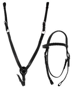 Horse: Double Hill Laced Western Headstall & Breastplate Set