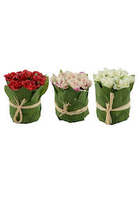 Artificial Flowers Foliage: Silk Mini Rose Arrangement - Box of 12 + 48