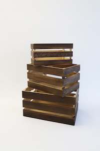 Baskets Boxes: Rectangle Wooden Crate Walnut (unit 4 + 12)