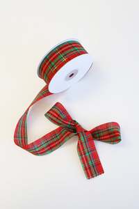 Sale: Plaid Ribbon w/ Gold Thread 35mm (unit 1)