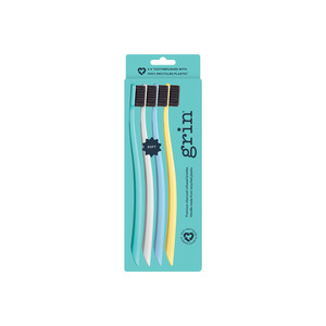 Adults Toothbrushes: Grin 100% Recycled Toothbrush 4pk Summer Beach (Soft)