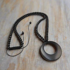 Shungite Healing And Protection Shungite Nz: Shungite Double Circle with Beads Necklace - Genuine Shungite