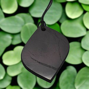 Shungite Stone Petal Pendant - Connection to Nature, Love and Passion