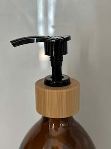Essential Oil accessory: Amber 500ml Bamboo Pump Bottle 2 Pack