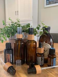 Essential Oil Accessories: Bamboo & Black Mist Closures 5 Pack LIDS ONLY