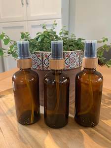 Essential Oil Accessories: Amber Bamboo Pump Bottles 3 Pack