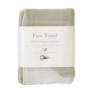 Nawrap Organic Face Towel - Ivory/Green