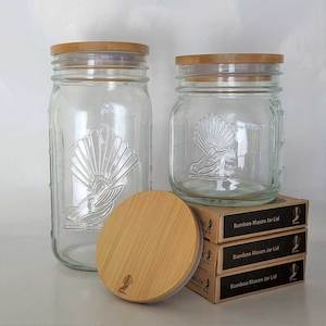 Food Preparation: Bamboo Mason Jar Lid - 86mm wide jars
