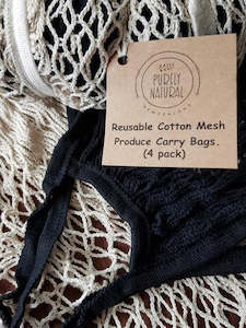 Reusables On The Go: Cotton Mesh Carry Bag Natural 4 pack