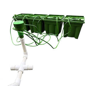 Plumbing Irrigation Water Air Pumps: 4 Plant Automatic Watering Kit - Pvc Manifold with Floraflex PotPro/Floracap 8" / 2 Gal