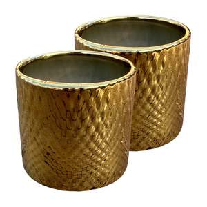 New: Gold Ceramic Cover Pot - 10cm