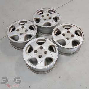 Wheels Tyres: OEM Nissan S14 Silvia R33 Skyline Alloy Wheel Set 15x6 +40 Offset 4x114.3 PCD Stud Pattern