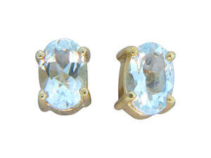 Aquamarine Oval Studs