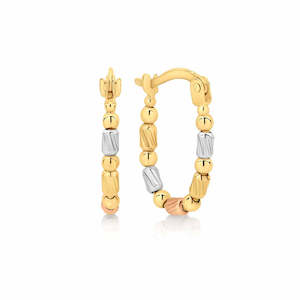 9ct Tri-Gold Fancy Hoops