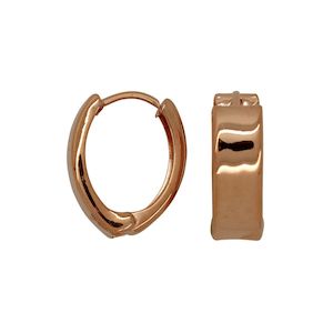 9ct Rose Gold bonded on silver wide oval huggie