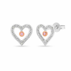 Rose Gold Earrings: Pink Caviar Diamond Earrings in White & Rose Gold