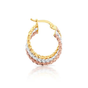 9ct Tr-Gold overlapping hoops
