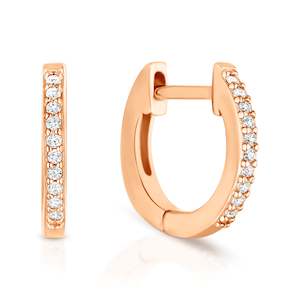 Rose Gold Earrings: CZ set Rose Gold plated Sterling Silver Huggies