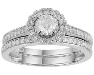 Engagement Rings: Diamond Set Engagement and Wedding Rings Total Diamond Weight = 0.75ct
