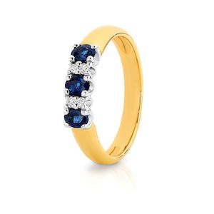 Gemstone Rings: Sapphire & Diamond Band