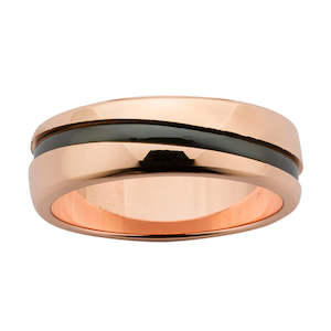 9ct Rose Gold band with Zirconium inlay