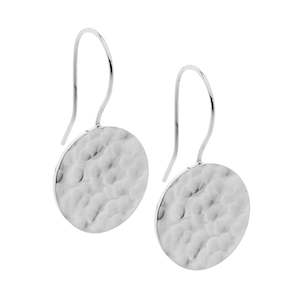 Stainless Steel drop Hammered Effect Circles on Hooks