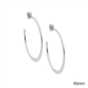 Stainless Steel 40mm Flat Edge Hoop Stud