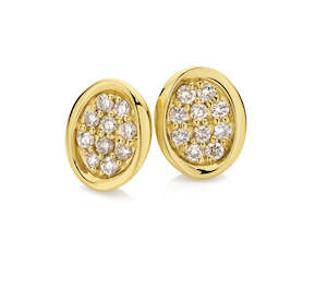 Dreamtime: 9ct Yellow Gold Argyle Diamond Set Oval Studs