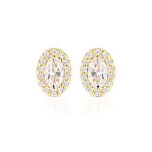 Aurora Oval 18ct Gold Plated Studs CZ set
