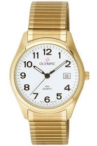 Olympic: Olympic Mens Gold Classic Expanding Bracelet Swiss Movement