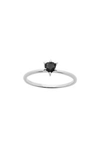 KAREN WALKER CUPID'S HEART MINI RING SILVER ONYX