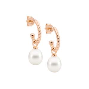 Plated Earrings: Sterling Silver Rose Gold Plated Fresh Water Pearl Drops