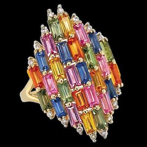 9ct Yellow Gold Multi Sapphire Ring