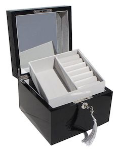Medium Black Gloss Wooden Jewel Box