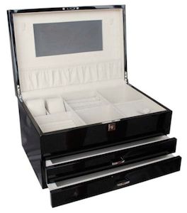Black XL Wooden Jewellery Box