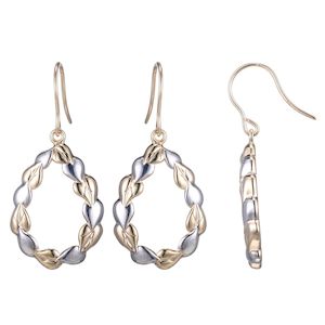 White Gold Earrings: 9ct Yellow Gold with Rhodium Plating Teardrop Drop Earrings