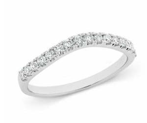 9ct White Gold Diamond set fitted wedding ring