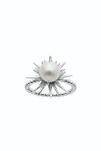 Pearl Rings: Karen Walker Forbidden Ring in Sterling Silver with White Fresh Water Pearl